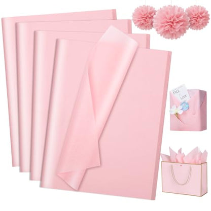 woric 160 Sheets Pink Tissue Paper for Gift Bags 20 X 14 Inches - color: Pink