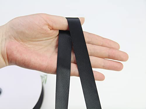 3/4" Black Double Face Satin Ribbon 100yd for Gifts - color: Black, size: 7/8 inch