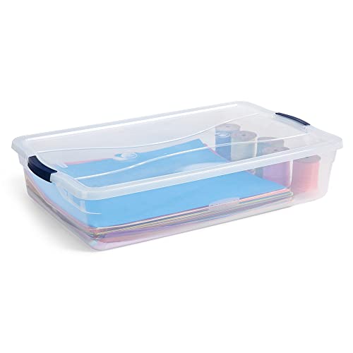 Rubbermaid Cleverstore 42 Quart Stackable Plastic Storage Container Organizer Bin with Latching Lids for Garage, Closet, and Classroom, Clear, 4 Pack - size: 42 Qt - 4 Pack