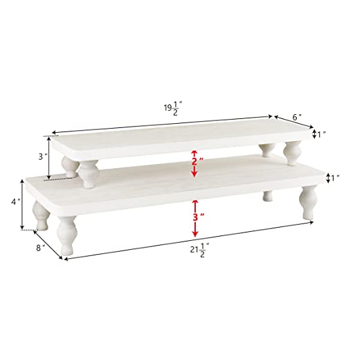 Ikee Design 2 Pcs Set Wooden Display Riser, Cupcake Dessert Display Riser - color: Wash White