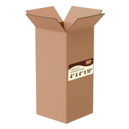 The Boxery 4"x4"x10" Corrugated Cardboard Boxes 50-Pack - size: 4 x 4 x 10"