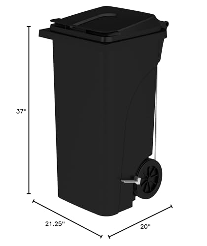 Safco Step-On Indoor Plastic Trash Can for Home, Commercial & Industrial Use, Hands-Free Disposal, 32 Gallon, Black