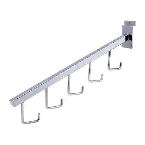SSWBasics Chrome 5-J-Hook Waterfall for Slatwall - Pack of 10
