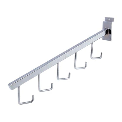 SSWBasics Chrome 5-J-Hook Waterfall for Slatwall - Pack of 10
