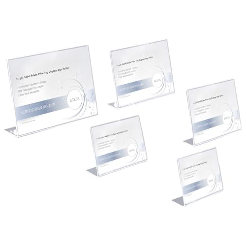 Acrylic Label Holder Horizontal Slanted L-Shape (100*70mm/3.94*2.76inches) - size: 100*70mm/3.94*2.76inches