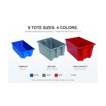 QUANTUM STORAGE SYSTEMS SNT230 Genuine Stack and Nest Tote, Heavy-Duty Polypropylene Container for Warehouse, Shipping & Storage, 23-1/2" x 19-1/2" x 13", Blue, 3-Pack - color: Blue
