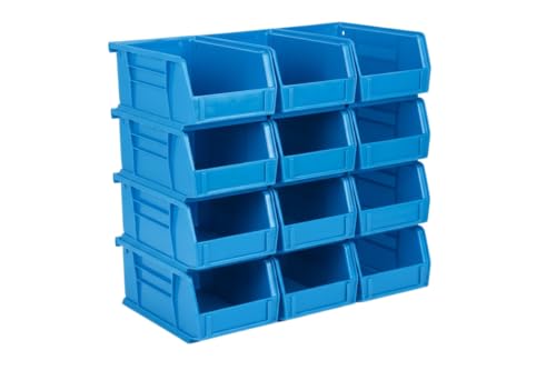 7.5" x 4" x 3" (12 Pack) Plastic Stackable Storage Bin, Hudson Blue - color: Hudson Blue, size: 12 Pack