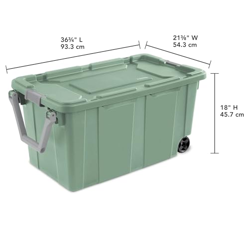 40 Gallon Light Green Rolling Industrial Storage Bins 2-Pack, Heavy-Duty Plastic with Leakproof Lid & Latches, Stackable for Garage Warehouse Equipment Transport - color: 2PCS, Green