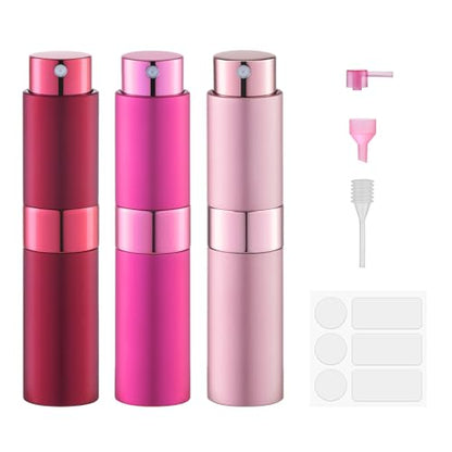 8ml Travel Perfume Bottle Refillable, Atomizer Sprayer for Cologne 3PCS - color: Wine Red, Rose Red, Pink