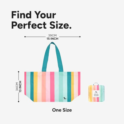 Dock & Bay Everyday Beach Tote Bag - Reusable Carrier Bag for Daily Use - Carries Up to 10kg - 100% Recycled Materials - color: Summer - Coastal Candy