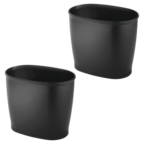 iDesign Slim Plastic Bathroom Trash Can, 2-Pack, Black - color: Matte Black, style: Pack of 2
