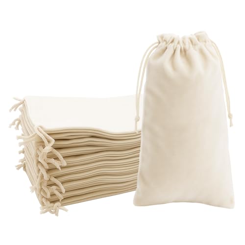 Mandala Crafts 8x17 Cream Velvet Drawstring Bags for Shoe Dusting Bags - color: Cream 8X17 Inches, size: 1 Count (Pack of 10)