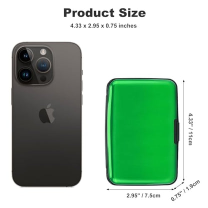 ELFISH Mini RFID Aluminum Wallet Credit Cards Holder Business Card Case Metal ID Case for Men Women (Green) - color: Green