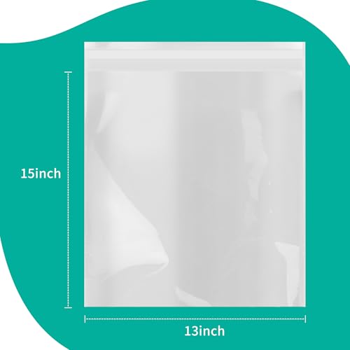 iMailer - 200 Count - 13" x 15" Clear Cellophane Bags Large -Self Seal Cello Resealable Plastic Poly Bags for Clothing, T-Shirts, Pants - size: 13x15 Inch (Pack of 200)