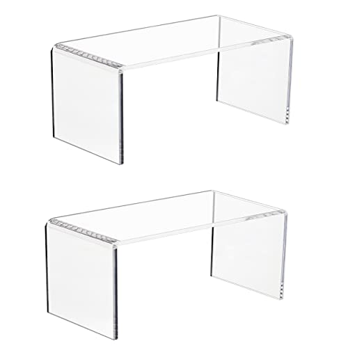 CLAY TONIC 2-PC Large Clear 5mm Thick Acrylic Display Risers, 8x4x4.5 IN - size: 8''x 4''x 4.5''