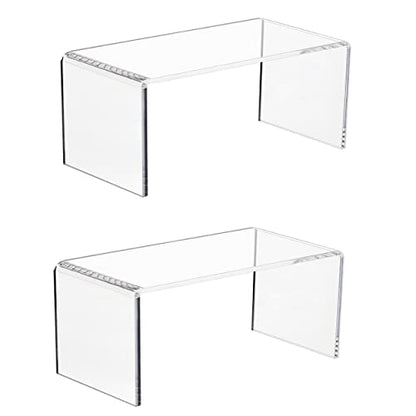 CLAY TONIC 2-PC Large Clear 5mm Thick Acrylic Display Risers, 8x4x4.5 IN - size: 8''x 4''x 4.5''