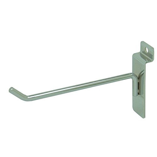 6" Chrome Slatwall Hooks, Slatwall Display Panel Hangers - 6 Pack - size: 6 Pack, style: 6"