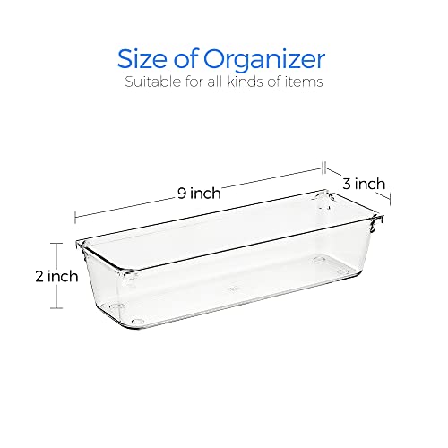 Ravinte 6 Pack Drawer Organizer, 3" x 9" Plastic Storage Bins - size: 3" x 9"