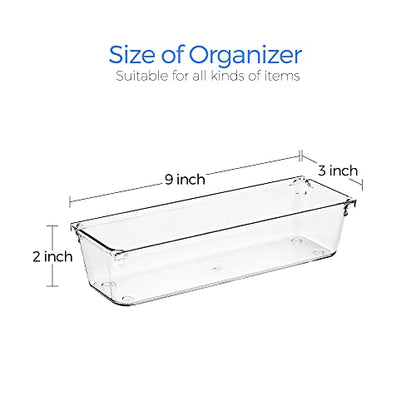 Ravinte 6 Pack Drawer Organizer, 3" x 9" Plastic Storage Bins - size: 3" x 9"