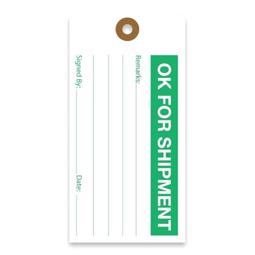 Tags 4 Less Production Quality Control Hang Tags – Equipment Preventative Maintenance Labels, for Easy Record-Keeping for Inventory Status (Ok for Shipment, Pack of 100) - color: Ok for Shipment