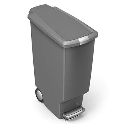 simplehuman 40 Liter / 10.6 Gallon Slim Kitchen Step Trash Can With Secure Slide Lock, Grey Plastic - color: Gray