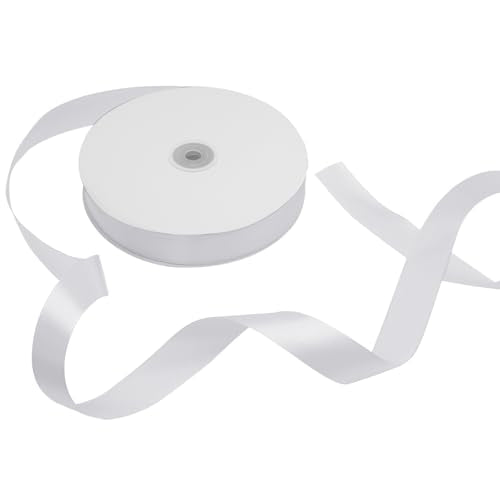 White Satin Ribbon 1 Inch 100 Yards, for Wedding Gift Wrapping - color: White