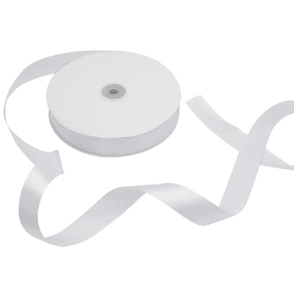 White Satin Ribbon 1 Inch 100 Yards, for Wedding Gift Wrapping - color: White