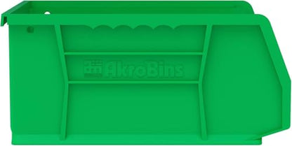 Akro-Mils 30235 AkroBins Plastic Storage Bins, 11"x11"x5", Green, 6-Pack - color: Green