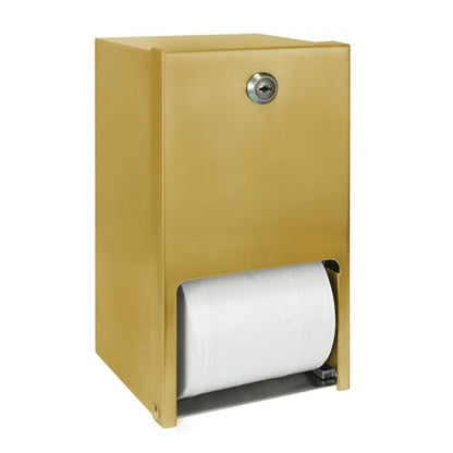 Stardrix Gold 2 Roll Stainless Steel Commercial Toilet Paper Dispenser, Heavy Duty Wall Mount Tissue Holder with Lock for Restroom/Bathroom - color: Gold