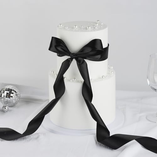 Mauproy Black Satin Ribbon, 1-1/2 Inch, 50 Yards - color: Black