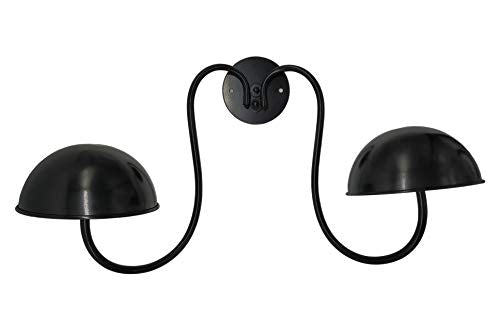 Owlgift Modern Metal Wall Mounted Entryway Retail Hat Rack/Wig Display Stand w/ 2 Circular Hat Hooks, Black - color: Black New