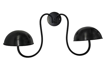 Owlgift Modern Metal Wall Mounted Entryway Retail Hat Rack/Wig Display Stand w/ 2 Circular Hat Hooks, Black - color: Black New