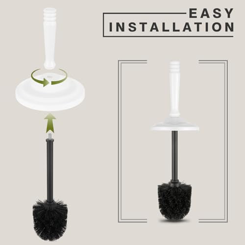 White Toilet Brush and Holder Set，Toilet Bowl Brush and Holder - color: White
