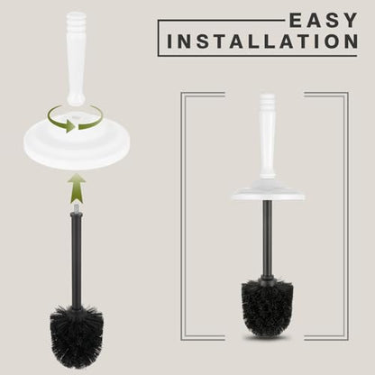 White Toilet Brush and Holder Set，Toilet Bowl Brush and Holder - color: White