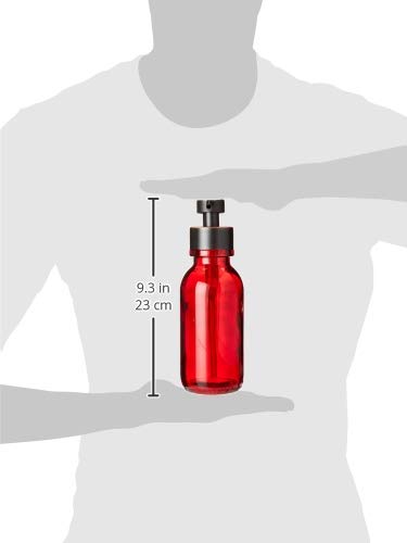Red Wide Mouth Glass Soap Dispenser with Metal Pump and Non Slip Coaster - 16oz Glass Jar Lotion Bottle by Industrial Rewind (Red WM/ORB) - color: Red Wm/ Orb