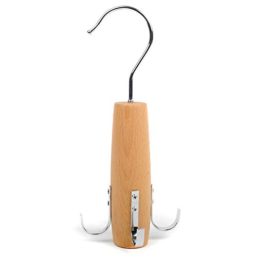 Umo Lorenzo 4-Hook Belt Organizer Closet Hanger Holder for Belts, Ties and Scarves - color: Wooden