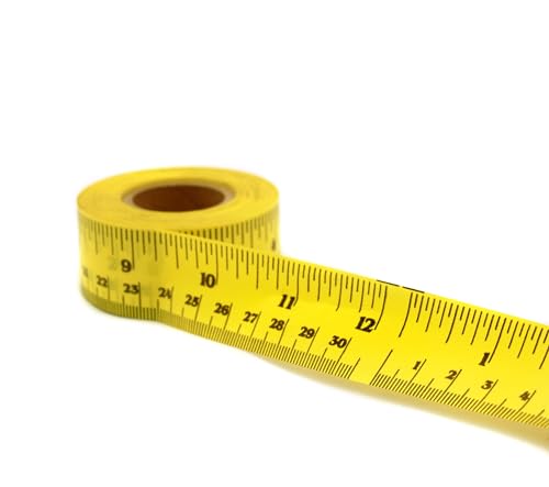 ChromaLabel 1 Inch Adhesive Measuring Tape with Ruler, Yellow, Case of 10 - color: Yellow, size: 1" Wide Pack of 10