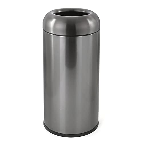 Dyna-Living Large Trash Can Commercial Stainless Steel Garbage Can with Lid - color: Black