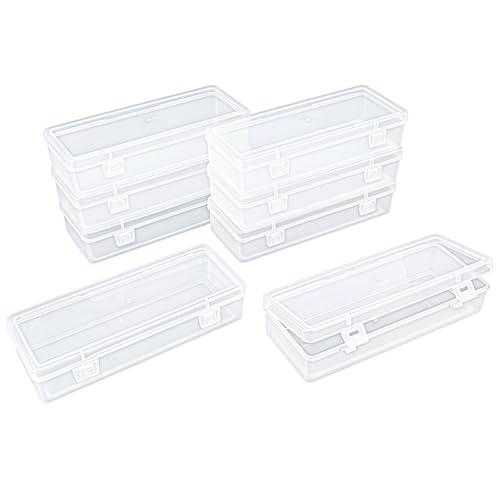 Goodma 8 Pieces Rectangular Empty Mini Clear Plastic Organizer Box - size: 165 x 65 x 35 mm