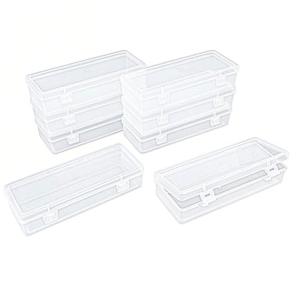 Goodma 8 Pieces Rectangular Empty Mini Clear Plastic Organizer Box - size: 165 x 65 x 35 mm