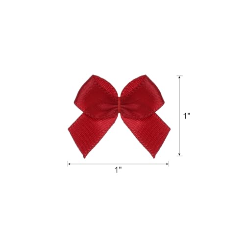 MECCANIXITY Mini Ribbon Bow 1" Mini Fabric Flower Bows Wine Red 150Pcs - color: Wine Red