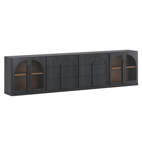 BELLEZE Bijou 4-Piece Modular Sideboard Buffet Cabinet - Ebony - color: Bijou Ebony Aacc