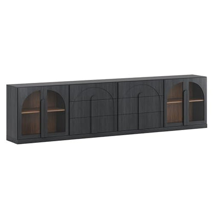 BELLEZE Bijou 4-Piece Modular Sideboard Buffet Cabinet - Ebony - color: Bijou Ebony Aacc