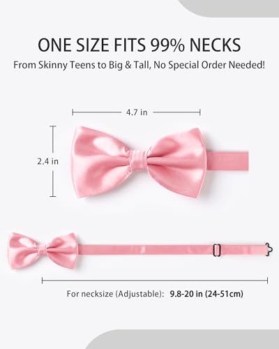 AWAYTR Bow Ties for Men - Pre-Tied Adjustable Tuxedo Style for Wedding - color: Dark Pink