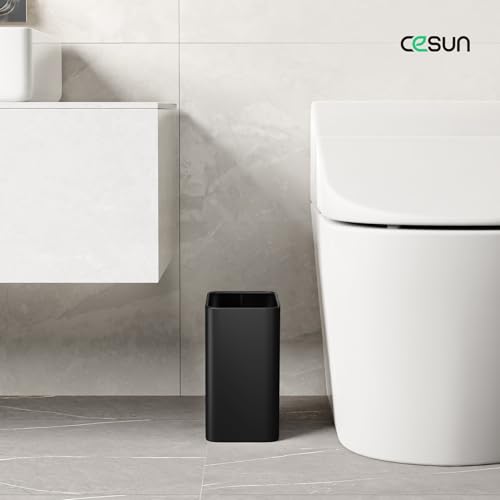 Cesun Small Bathroom Trash Can, 2.1 Gallons, Under Sink Wastebasket, Black - color: Black