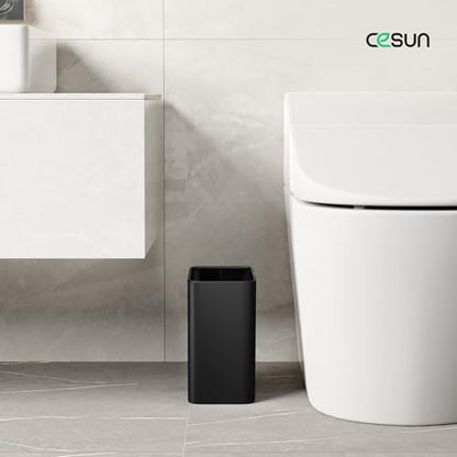Cesun Small Bathroom Trash Can, 2.1 Gallons, Under Sink Wastebasket, Black - color: Black