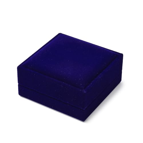 Velvet Jewelry Set Box, Blue Velvet Necklace Earring Ring Organizer - color: Blue