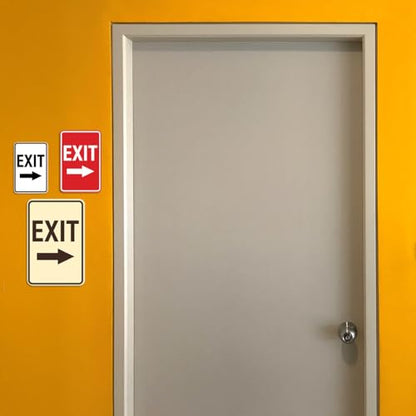 Signs ByLITA Portrait Round Exit Right Arrow Sign with Adhesive Tape, Mounts On Flat Surface (Black/Silver) - Small - color: Black / Silver, size: 4 x 6" - Small (1 Pack)