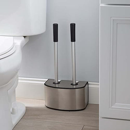 Bath Bliss 2-in-1 Toilet Brush and Plunger Set in Stainless Steel - size: 8.66" x 5.12" x 18.9"