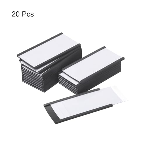 MECCANIXITY Label Holders 3" x 1.6" C Channel Rubber Magnetic for Metal Shelves Organize, Office File Cabinets Pack of 20 - size: 3"x1.6"